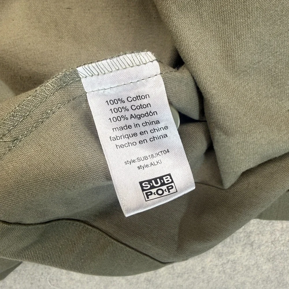 Vintage Sub Pop Records Mens Chore Jacket Olive Green Utility Workwear Size L - Picture 14 of 16